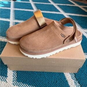 NEW & NEVER WORN - UGG Chestnut Brown Suede Slingback Platform Clog